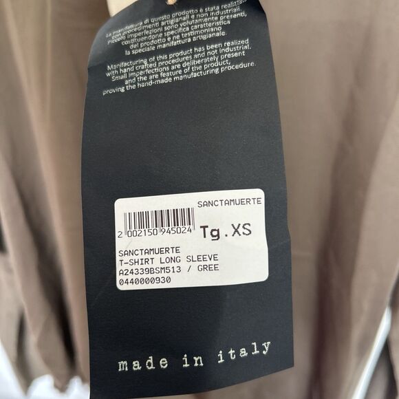 SANCTAMUERTE Top Raw Hem Brown Blouse Size XS Fringes Long Sleeve Oversize Boxy - Picture 2 of 11